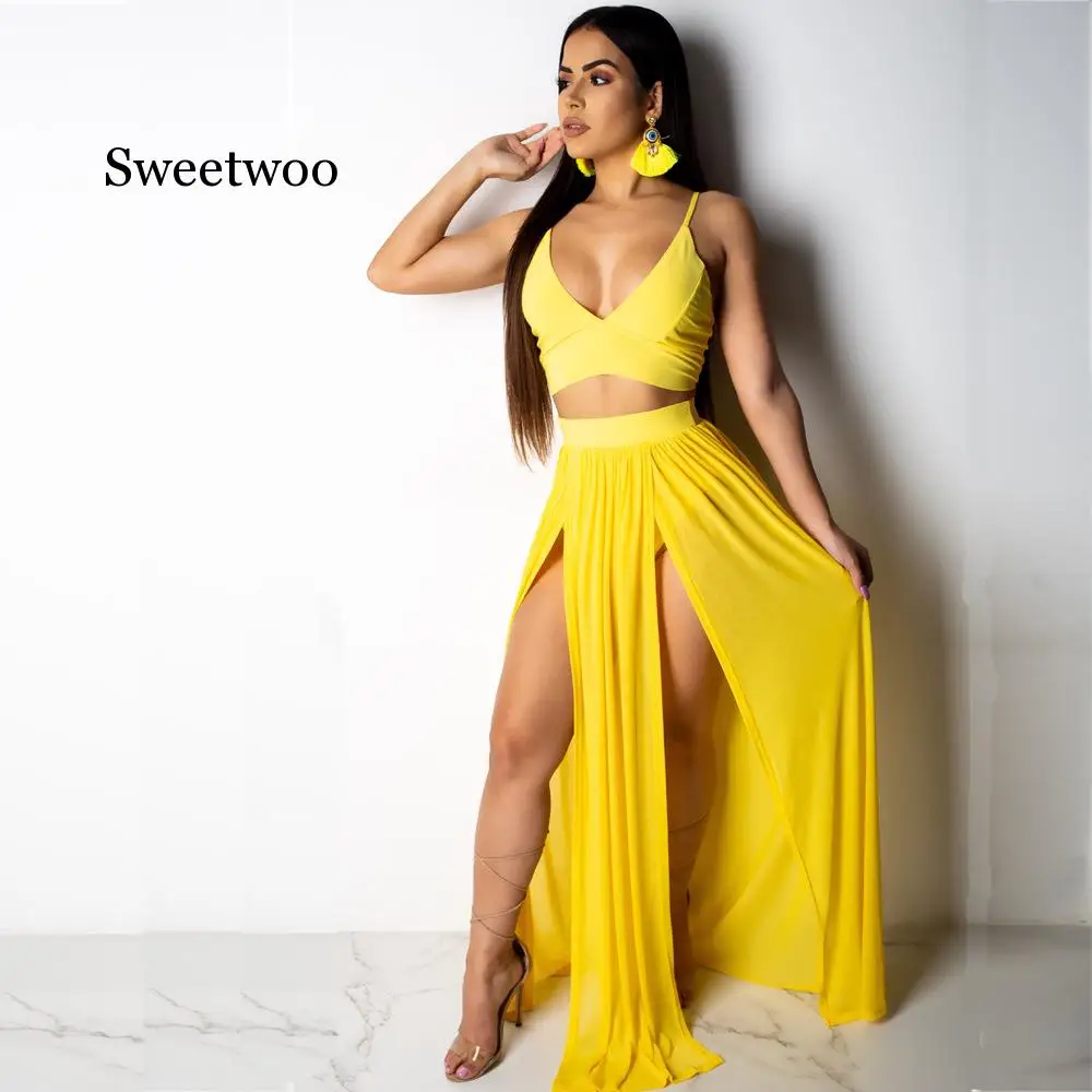 High Waist Bikini Women Halter Swimwear Swimsuit Biquini Bandage Bikinis Cover Up Bathing Suit Wrap Skirt Sarong 2Pieces Set