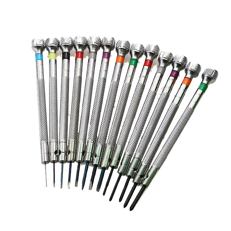 Free Shipping 0.6mm-2.0mm 13Pcs New Watchmakers Screwdrivers Set Watch Glasses Flat Blade