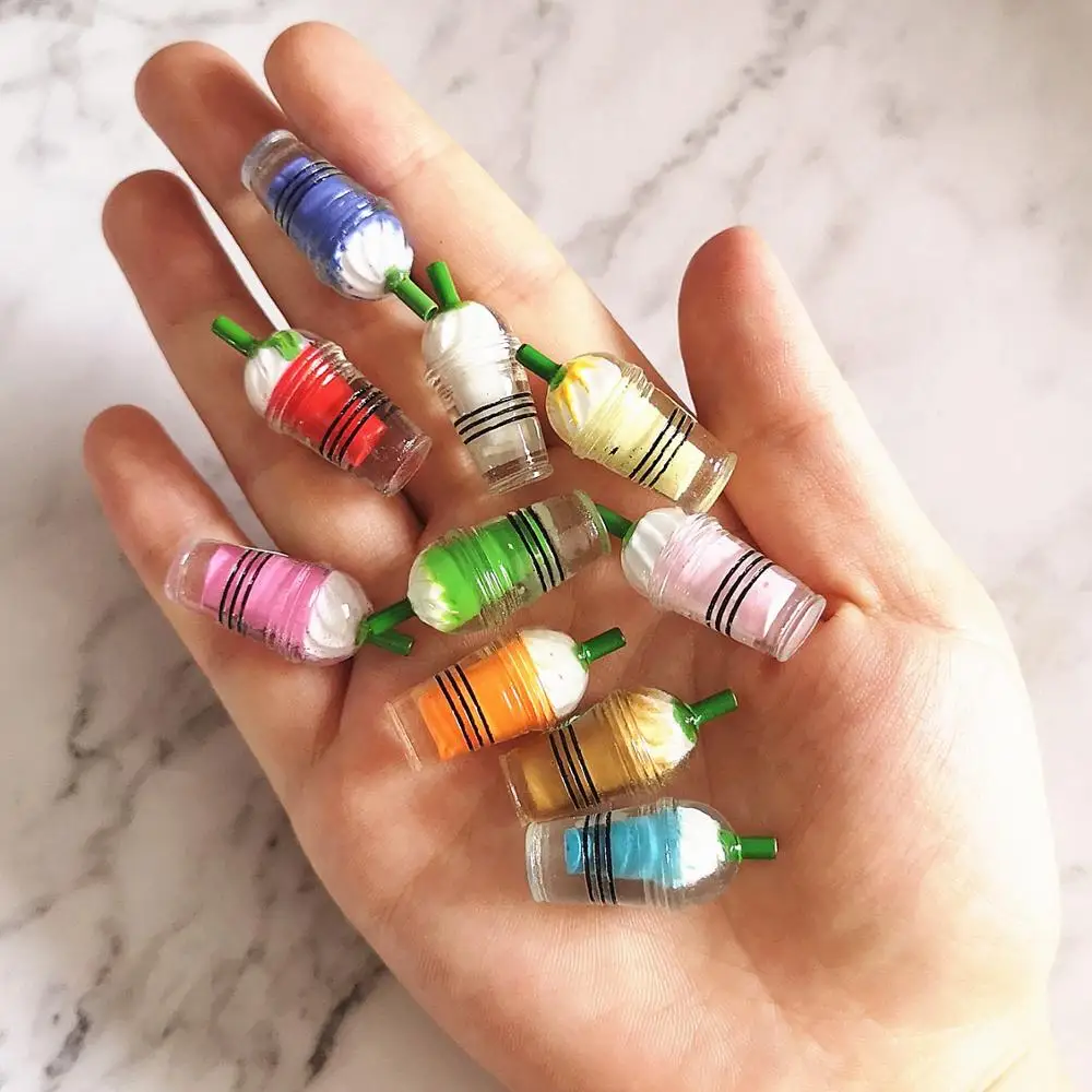 100pcs 13*30mm 3D Drink Bottle Ice Cream Coffee Cup Resin Charms Pendants For DIY Decoration Earrings Key Chains Accessories