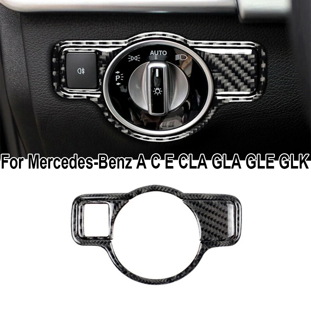 

For Mercedes-Benz A C E CLA GLA GLE GLK auto car Carbon Fiber Headlight Switch protective Cover Trim UV-resisitant