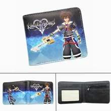 Кожаный бумажник из искусственной кожи с изображением героев из игры Kingdom Hearts Sora, Короткий держатель для карт для фотографий, для подростков, мальчиков и девочек, на молнии, с карманом для монет, мультяшный кошелек, подарок