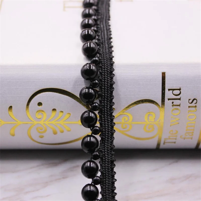 1 ярдов/партия, белый/черный жемчуг, отделка бисером, кружевная лента, кружевная лента, воротник, платье, швейные принадлежности, одежда, головной убор, материалы - Цвет: F-2