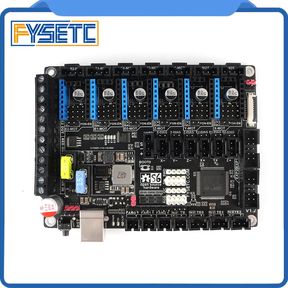 Placa de Controle de 32 Bits Apoio Tmc Drivers Uart – Spi Voando Fio xh mx Conector vs f6 V1.3 Skr s6 V1.2 6x Mod. 1319259