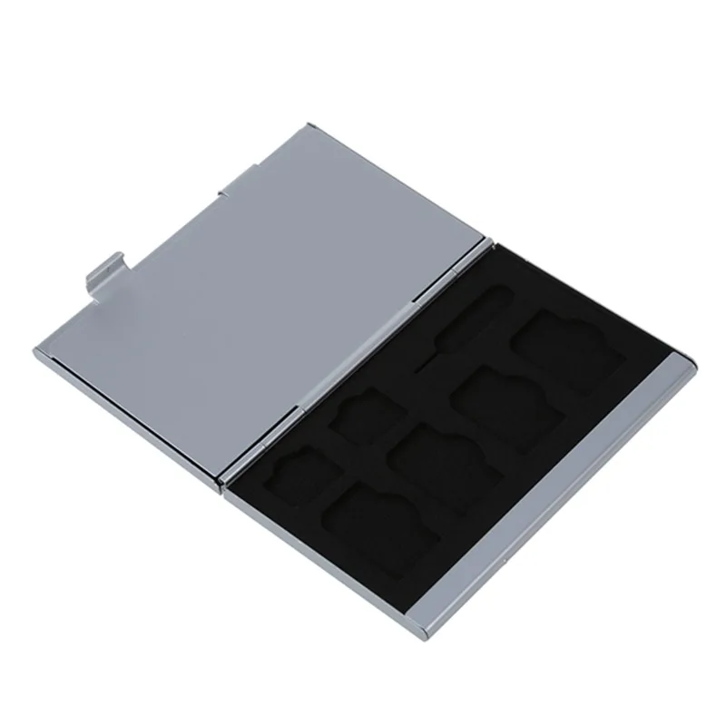 Алюминиевый Чехол для карты памяти(двойная сторона) для 6 x Micro Sim, 8 x sim-карты и 1 x иглы(серебристый цвет