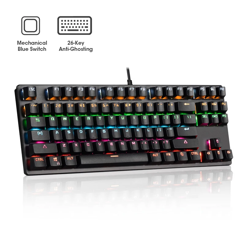 Mechanical Keyboard 87 Keys PC Gamer Wired USB Keyboards Blue Axis Switch RGB Gaming Competitive Computer Professional Keyboard