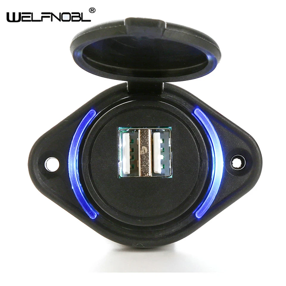 

3.1A Bus Waterproof of LED Light Ring Wired Dual Port Socket Illuminated USB Car Charger