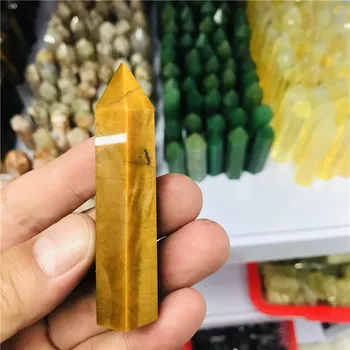 

Natural Tiger Eye Crystal Point Healing Stone Quartz Crystal Wand Crafts Mineral for Home Decoration Ornaments DIY Gift