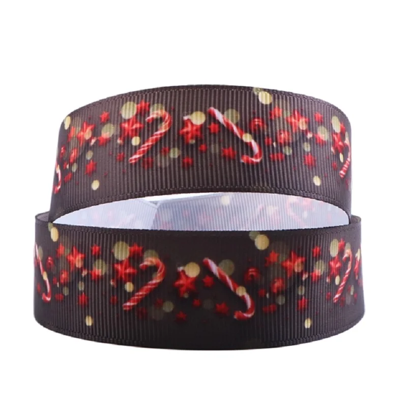 

50yards 1" 25mm Christmas printed grosgrain ribbon cartoon ribbon for party gift decoration DIY handmade materials