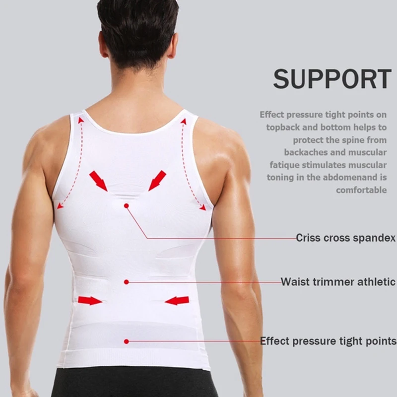 Compression Shirts for Men Shapewear Slimming Body Shaper Waist Trainer Vest Workout Tank Tops Abdomen Undershirts Fat Brun Gym