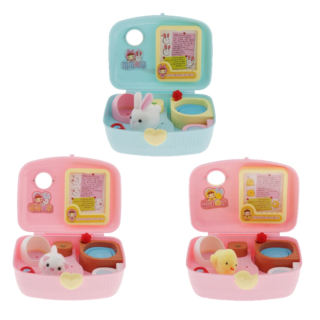 

Pretend Play Pet House Play Set Toys, Cat/Rabbit/Chicken House Carrying Case Pretend Play Toys for Kids Boys and Girls