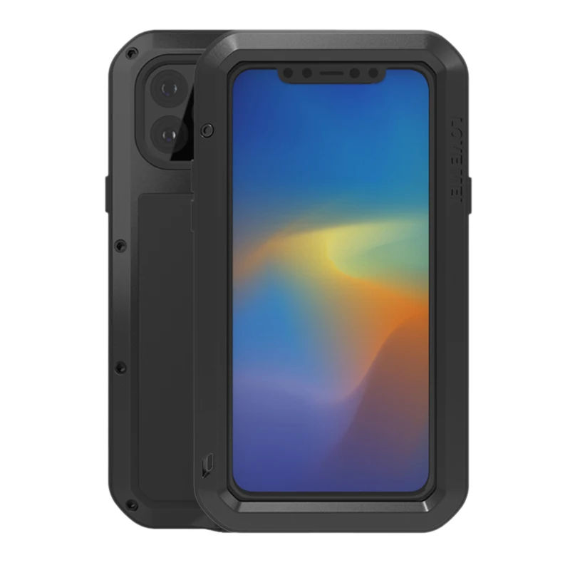 

Love Mei Case for iPhone 11 Pro Max Aluminum Metal Shockproof Dust/Dirt Proof Heavy Duty Armor Cover with Tempered Glass