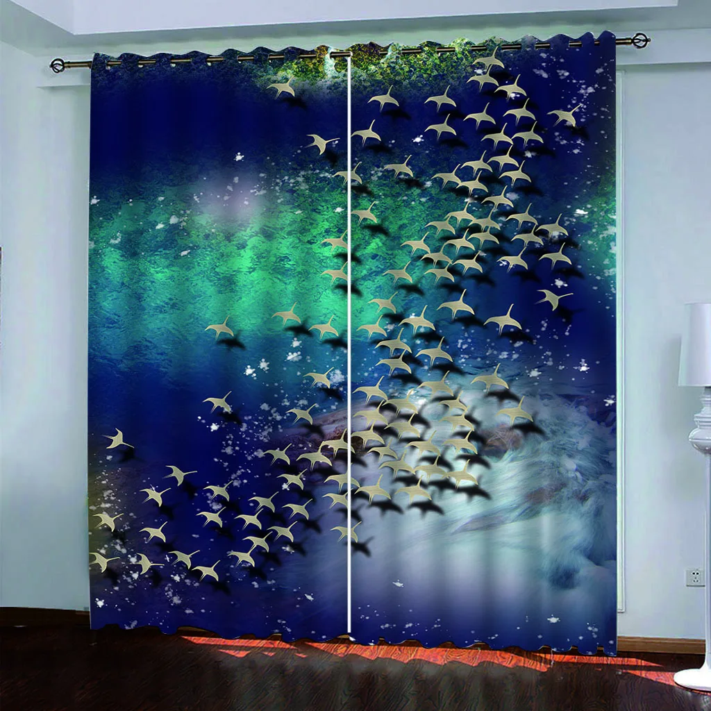 

blue curtains 3D Blackout Curtains For Living room Bedding room Drapes Cotinas para sala blackout curtains