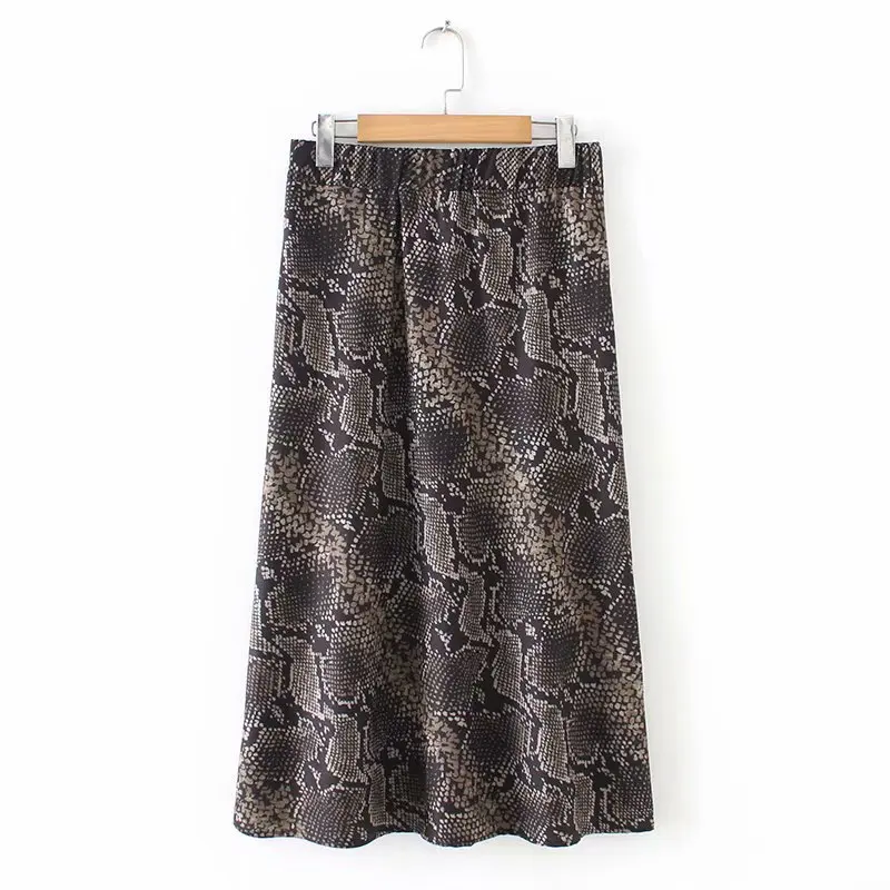 

Ctb-gl18117 WOMEN'S Dress Elegant Retro Snakeskin Printed High-waisted A- line Sheath Half-length Medium-length Dress