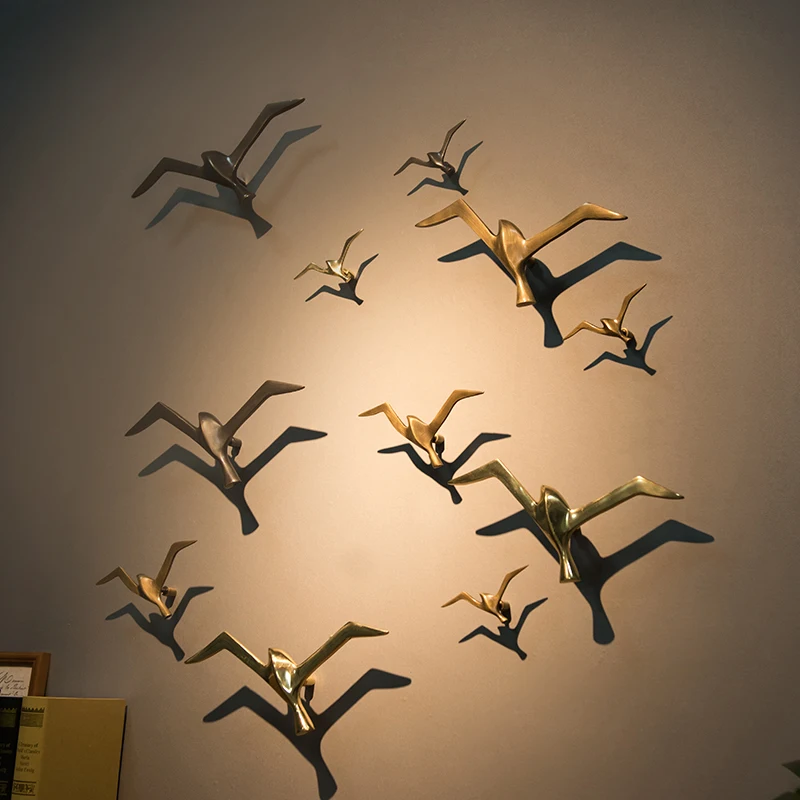 Чистая медь креативная птица Чайка статуя настенная подвесная скульптура орнамент ретро украшение стены домашний декор