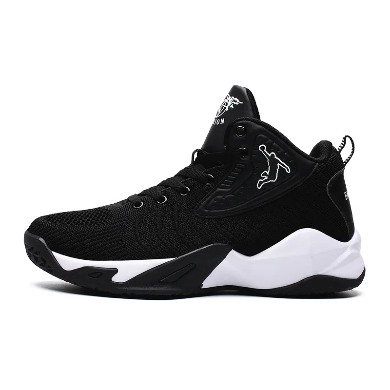 Высокие баскетбольные кроссовки Jordan в стиле ретро для мужчин, уличная амортизация, дышащие баскетбольные кроссовки, нескользящая спортивная обувь - Цвет: black and white