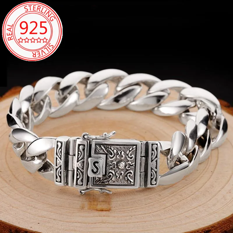 925 Sterling Silver Jewelry Men's Personalized Carved Unique Bracelet Punk Style Retro Thai Original Exquisite | Украшения и