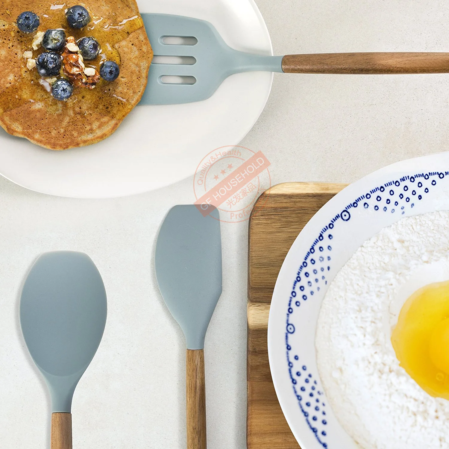 Приграничная исключительно силиконовая деревянная ручка для кухонных