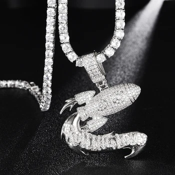 

D&Z Iced Out Rolling LOUD Rocket Pendant & Necklace AAA+ Bling CZ Stone Hip Hop Gold Silver Color Charm Chains Jewelry Gifts
