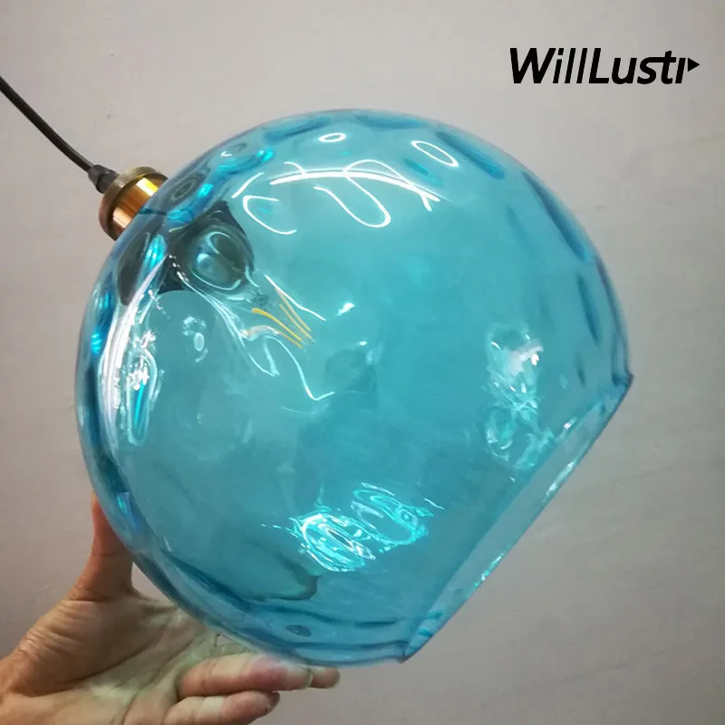 

Modern Aquatex Glass Pendant Light Blue Globe Suspension Lamp Hotel Cafe Bar Porch Dining Room Bedside Creative Hanging Lighting