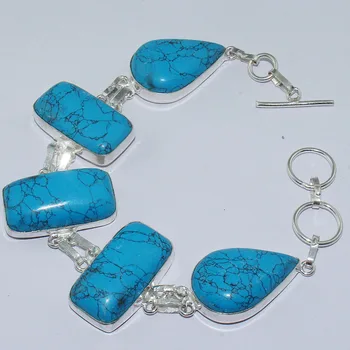 

Blue Copper Turquois Bracelet Silver Overlay over Copper , 23.1 cm, B0821