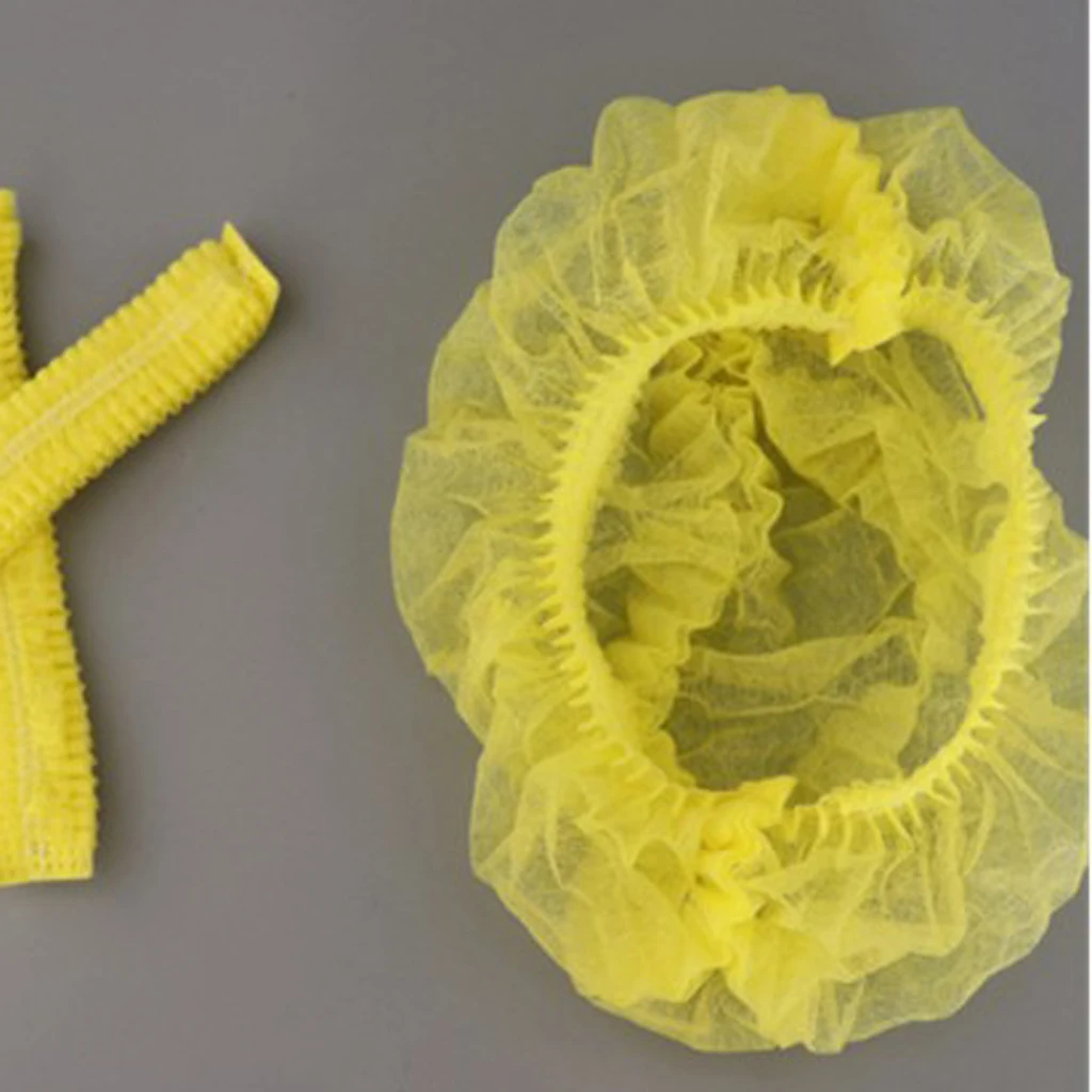 100x Disposable Mob Cap Non Woven Anti Dust Hat Head Cover Food Catering Kitchen Disposable Cap hair Protective Catering