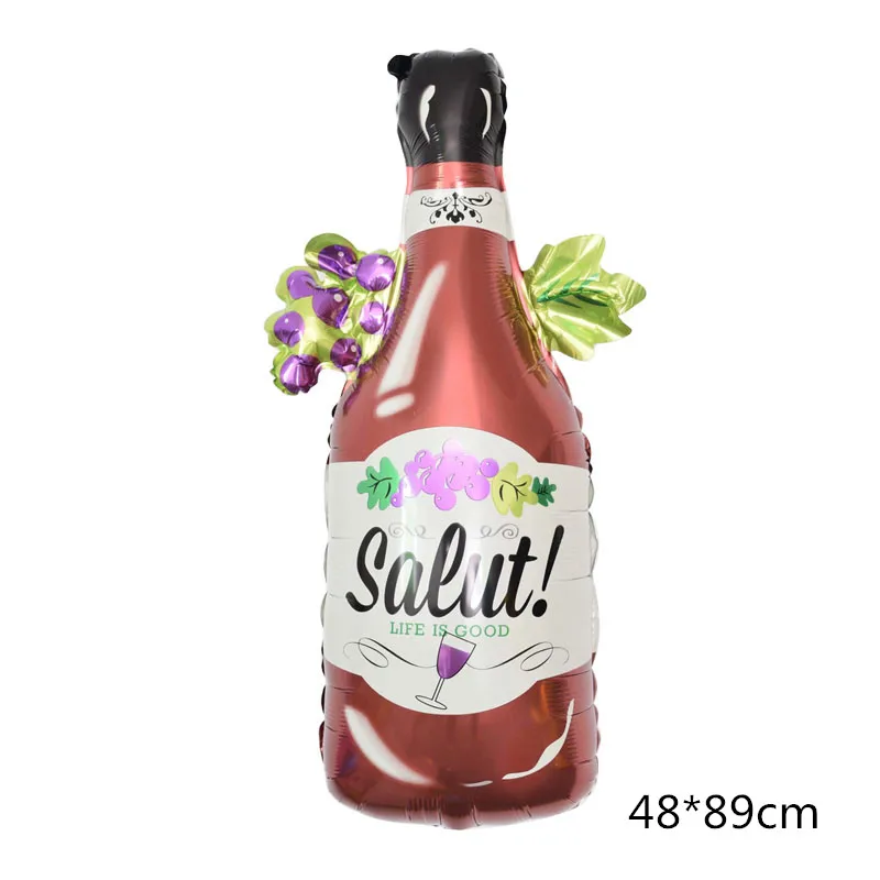 grape bottle Бутылки вина фольги Воздушные шары на день рождения бокал для вина баллон Фламинго виски День рождения Свадебные украшения детские надувные игрушки - Цвет: grape bottle