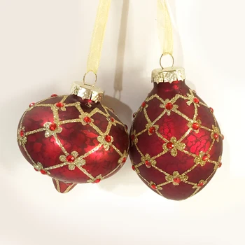 

Christmas Christmas tree decorations glass creative pendant window gift foreign trade 6.5cm red onion double tip