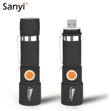 Задний USB фонарик подсветка удобный Мощный светодиодный 3 режима мини-фонарик водонепроницаемый масштабируемый Фокусировочный фонарь USB зарядное Освещение