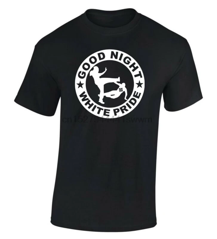 Футболка с надписью Good Night White Pride Антифашистская футболка изображением