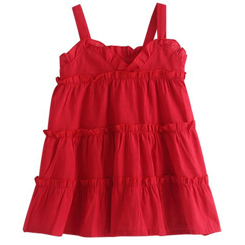 

Ruffled Sling Dresses Baby Girl Dress Cotton and Linen Clothes Toddler Kids Girls Princess Clothes Sleeveless Princess Dresses