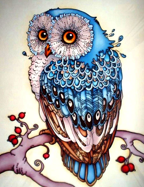 EverShine Diamond Mosaic Full Square Owl Rhinestones Art Animal Diamond Painting Cartoon Cross Stitch Decoration For Home 