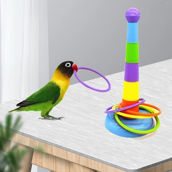 

Funny Mini Ferrule Toy for Parrot Intelligence Developmental Game Colorful Rings Bird Activity Training Toy