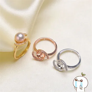 

Ring Mount Pearl Accessories Adjustable Size 925 Sterling Silver Ring Jewelry DIY No Pearl Free Shipping 2019J080