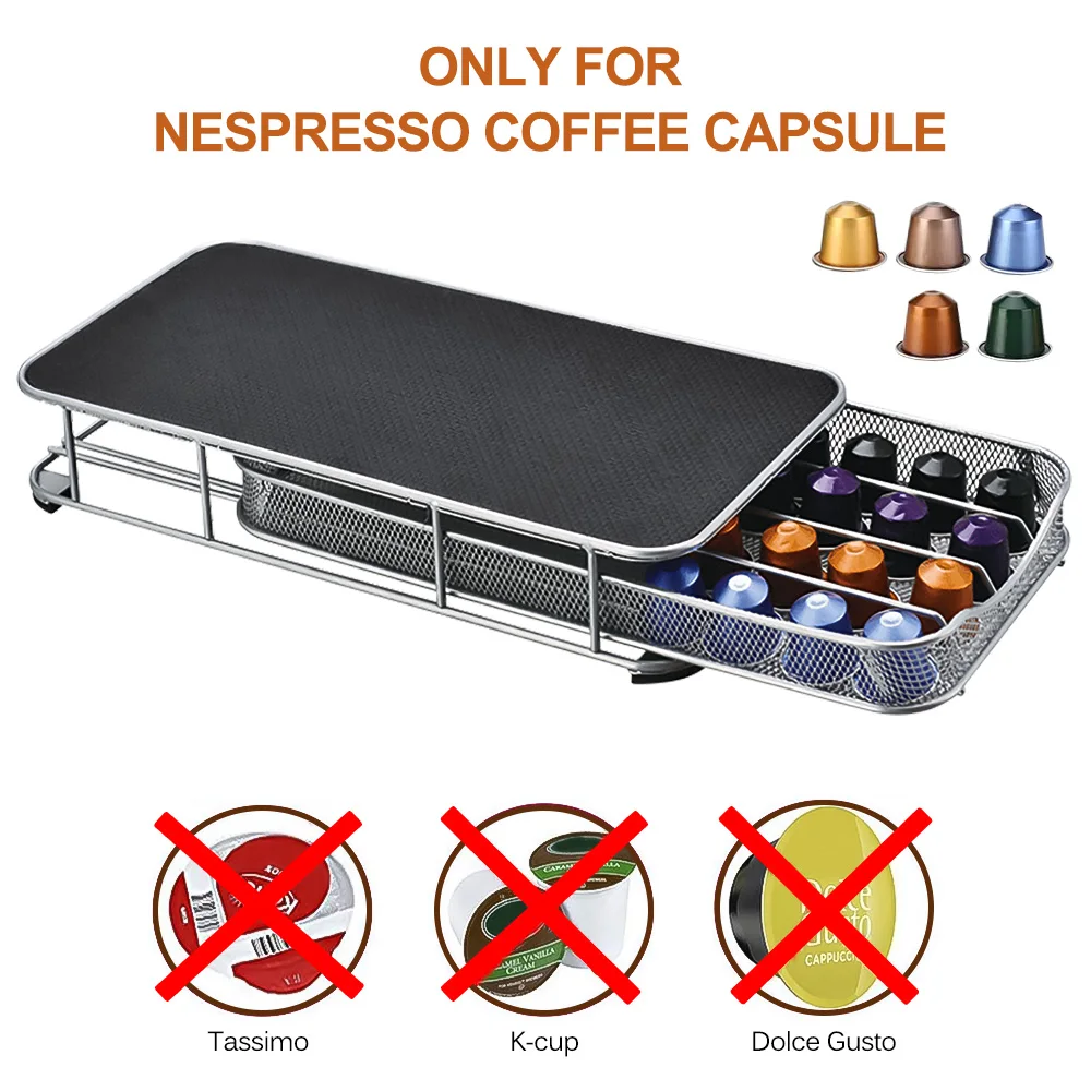 40 Pods Coffee Capsule Organizer Storage Stand Practical Coffee Drawers Capsules Holder For Nespresso Coffee Capsule Shelves