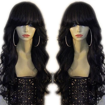 

Eversilky Full Lace Human Hair Wigs With Bangs Baby Hair Pre Plucked Fringe Wig 13x4 Lace Front Wig Body Wave 360 Remy Hairline