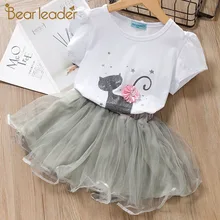 Bear Leader/Вечерние платья для девочек новое летнее милое детское платье принцессы детская одежда с рисунком кота костюм с топом и юбкой для девочек Vestidos