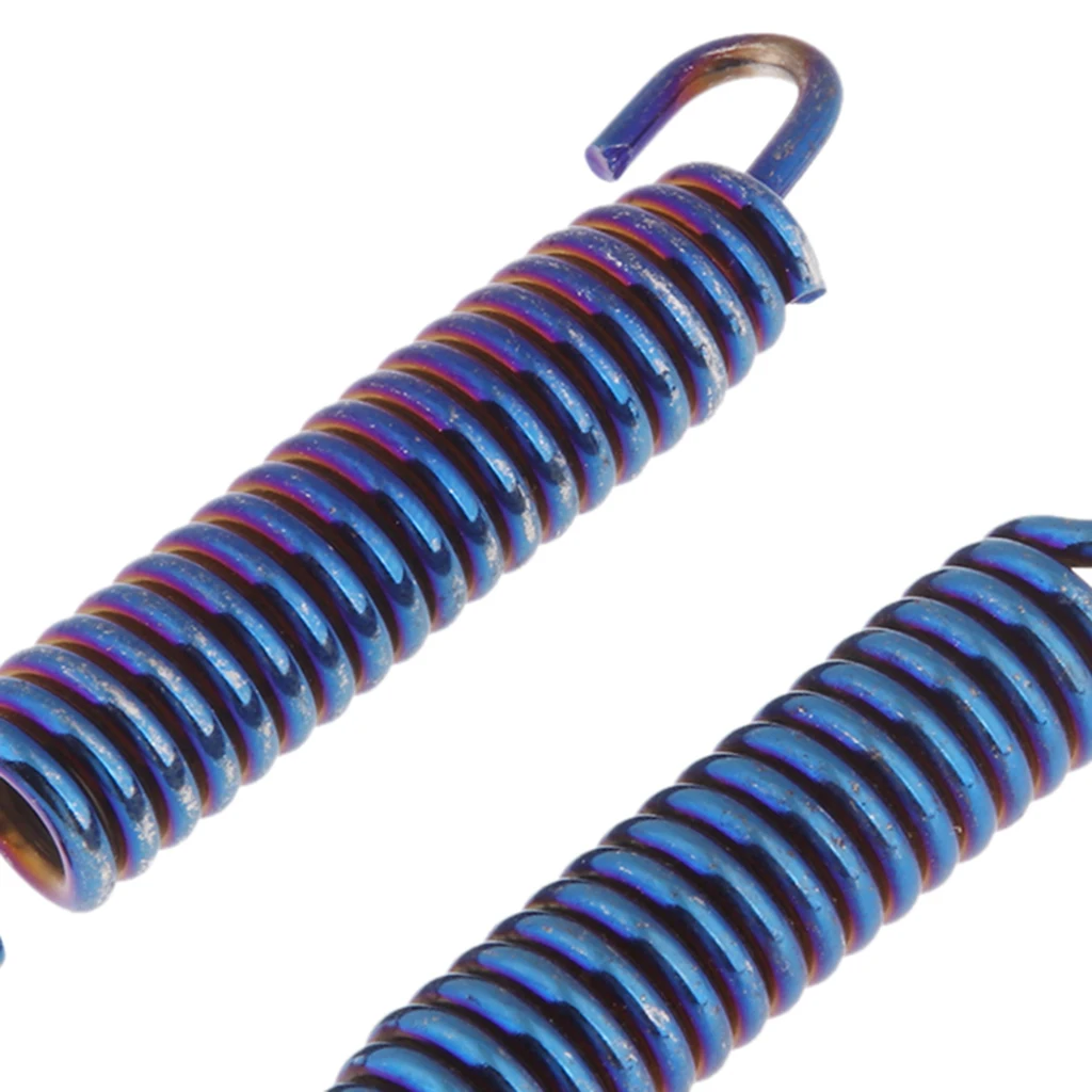 2x 60mm Motorcycle Exhaust Pipe Muffler Spring with Dual Hooks - Blue