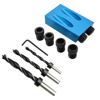 

Wood Drill Guide Pocket Hole Jig Kit Woodworking Oblique Positioner Locator Tool