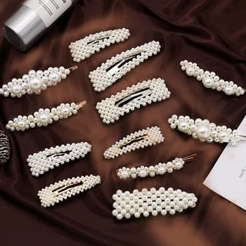 Simulated Pearl Barrettes Beaded Geometric Women Hair Clip Hairgrips Hair Accessories Girls Jewelry Fashion Hair Pins 5