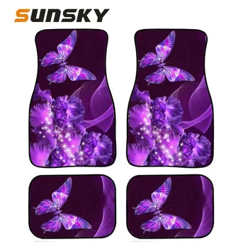 

Car Floor Mat 4 in 1 Butterfly Pattern Printing Auto Car Floor Mat Set Auto Interior Styling Waterproof Car Carpet Cover