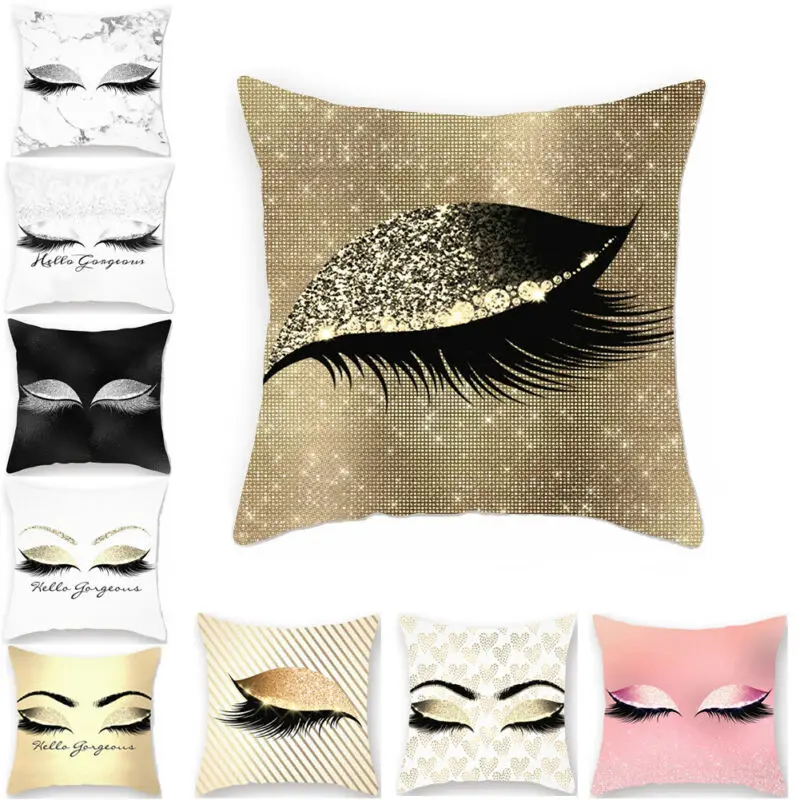 45*45cm Cushion Cover Eyelash Print Throw Pillow Case Pillowcase Home Decor Home Textile 45*45cm Cushion Cover Eyelash Print Throw Pillow Case Pillowcase Home Decor Home Textile