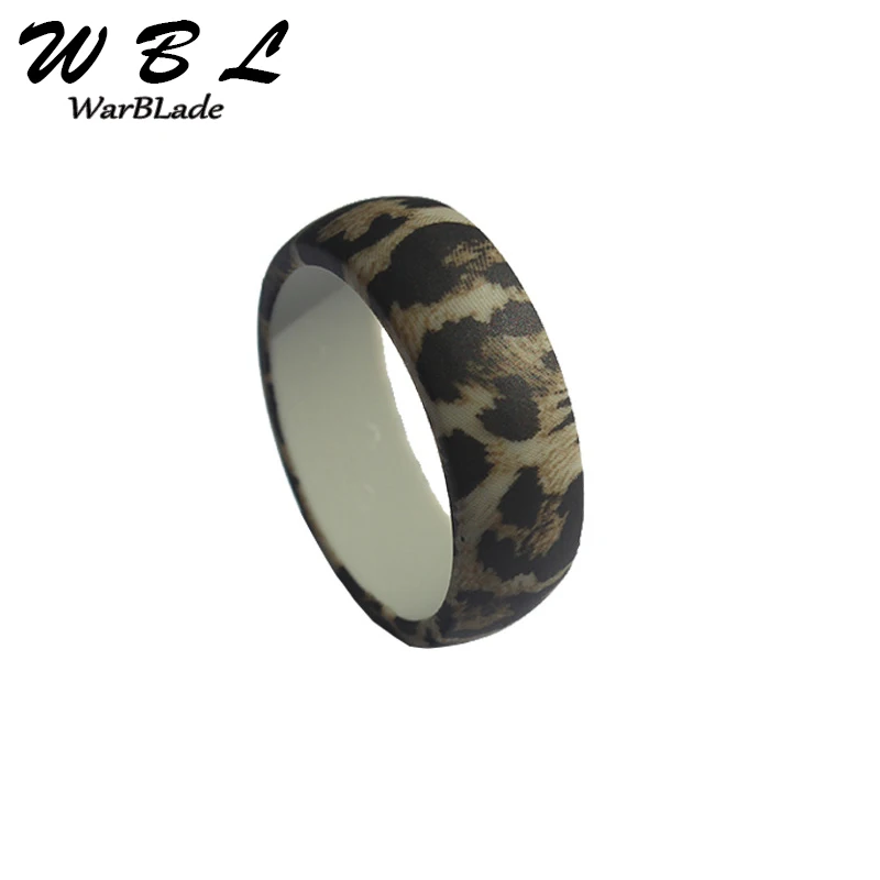 Leopard Print Flexible Silicone Ring Men Women Rubber Wedding Band Size 7-14# 