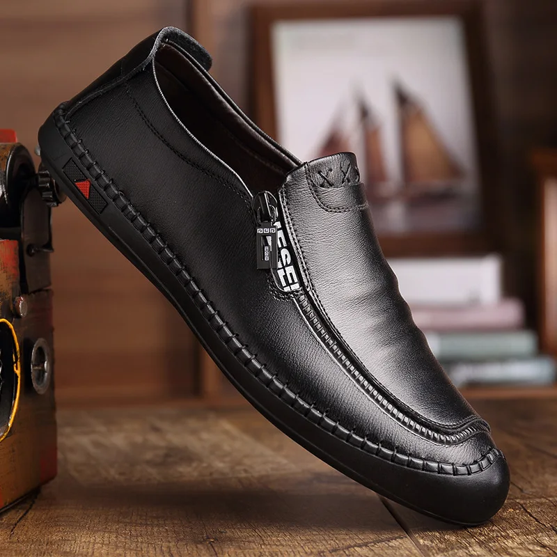 

2019 Spring New Style England Men Korean-style Casual Shoes round-Toe Foot Covering Genuine Leather Casual Leather Shoes Men's