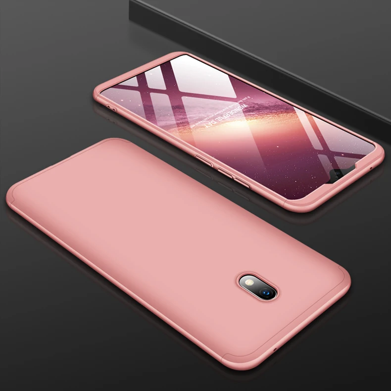 Rose Gold Чехол для Redmi 8A, 360 градусов, полностью жесткий, матовый, защита от падения, чехол s для Xiaomi Redmi Note 8 Pro Redmi8, глобальная версия, Couqe Fundas - Цвет: Rose Gold