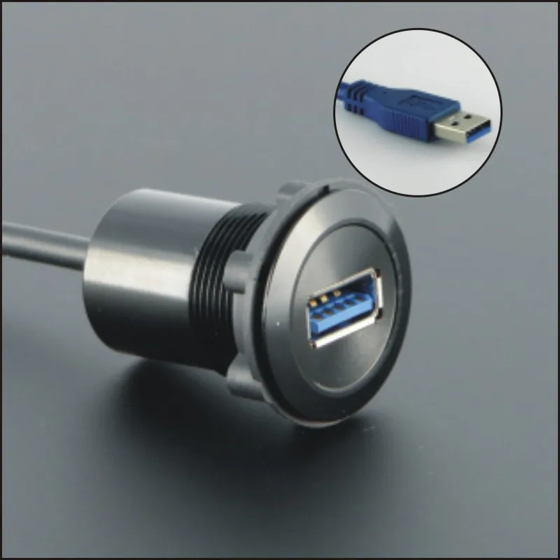 Разъем USB3.0/Разъем USB3.0 22 мм с креплением на панель A MALE удлинительным кабелем (60 см