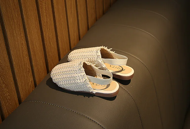 Spring Summer Girls Shoes Weaven Knitted Design Children Flat Shoes Kids Summer Sandals Princess Sweet Soft Fashion For Toddlers bata children's sandals