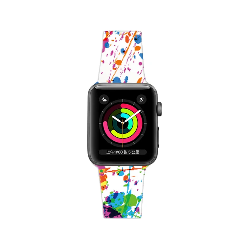 Силиконовый ремешок для Apple watch, ремешок 40 мм, 44 мм, iWatch, браслет 38 мм, 42 мм, дизайн с печатными чернилами, браслет, Аксессуары для Apple watch