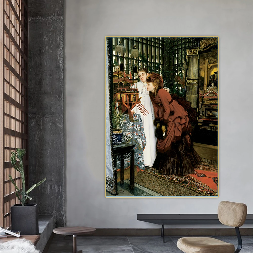 Citon James Tissot 》 молодые женщины смотрят на японские изделия холст искусство