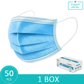 

Fast Delivery 50pcs Masks 3 Layers Mask Dust Protection Disposable Face Mouth Mask EarLoop Dust Filter Safety Cover Anti-Dust