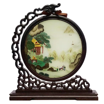 

Handmade 100% Mulberry Silk Finished Suzhou Embroidery furnishing articles double-sided embroidery animals and flowers